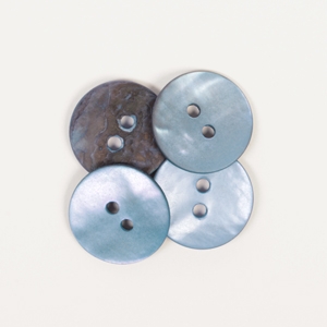Perlemorknapper, rund (blå) 15 mm